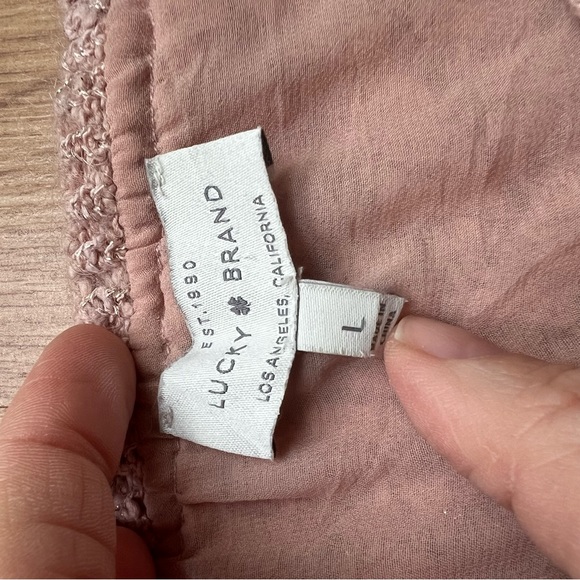 Lucky Brand cotton/mohair chevron sweater in beige pink with chiffon lining - Picture 8 of 12